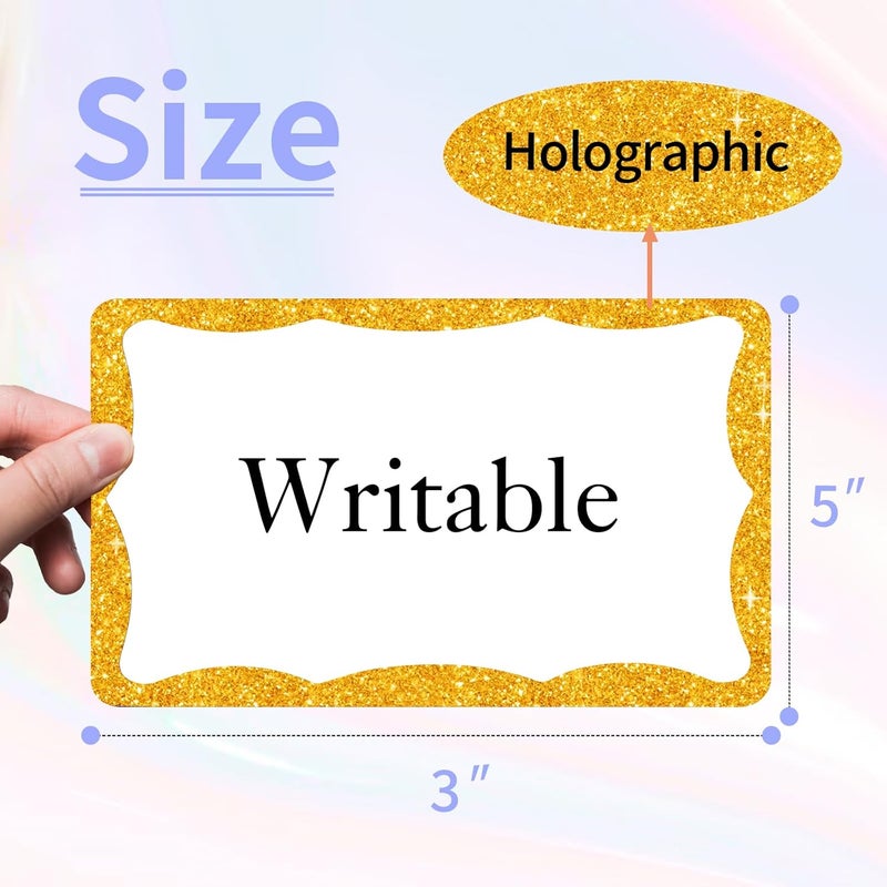 STARLIBOO Holographic Colored Labels Stickers, 3X5 Inch Removable Large Label Stickers for Moving Boxes and Storage Bins- Waterproof- Writable- Tear Resistant (Holographic Red - Image 2